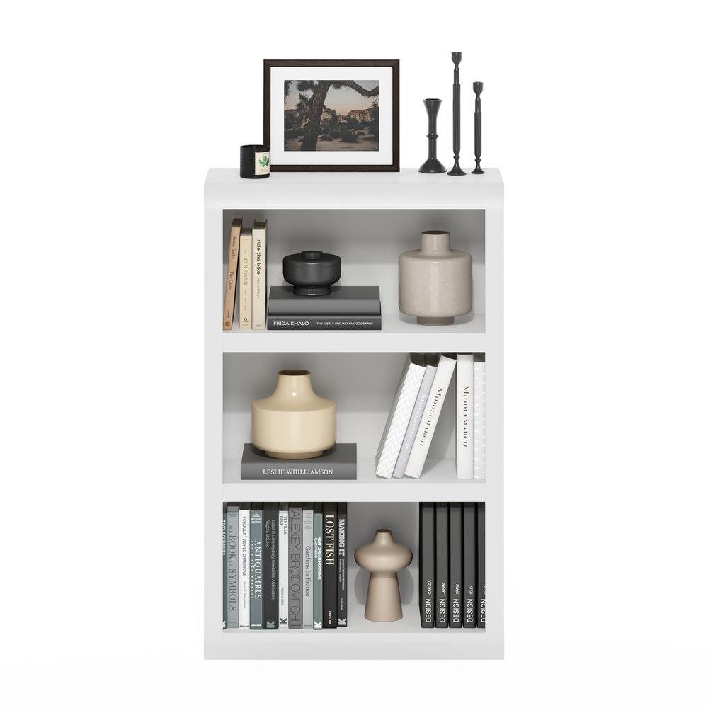 Rail 3-Tier Open Shelf Bookcase, White. Picture 5