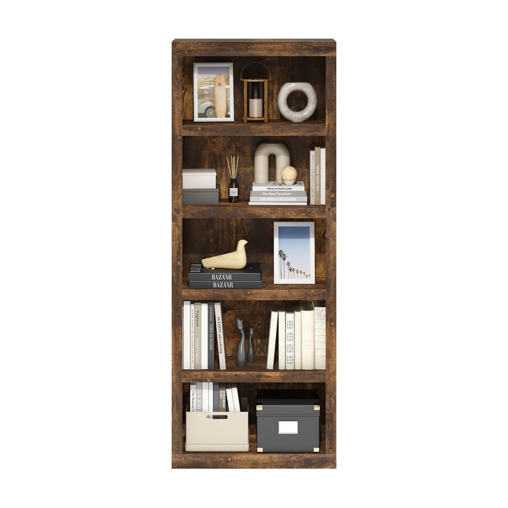 Rail 5-Tier Open Shelf Bookcase, Amber Pine. Picture 5