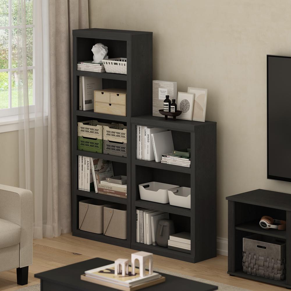 Rail 5-Tier Open Shelf Bookcase, Blackwood. Picture 6