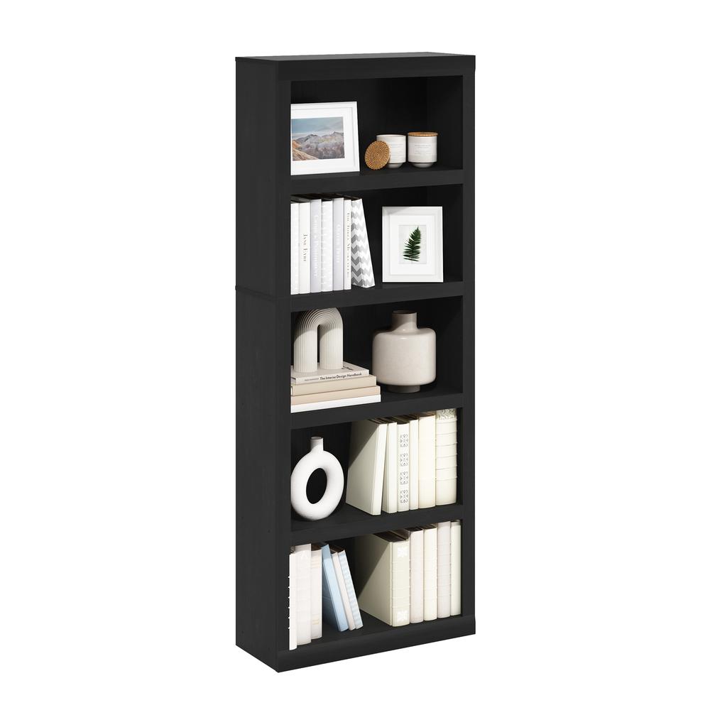 Rail 5-Tier Open Shelf Bookcase, Blackwood. Picture 4