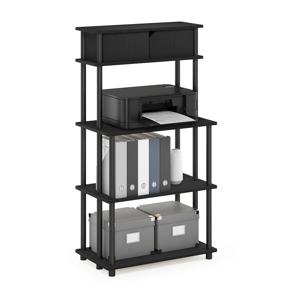 5-Tier Printer Stand with Storage Shelf and Closed Cabinet, Dark Americano. Picture 3