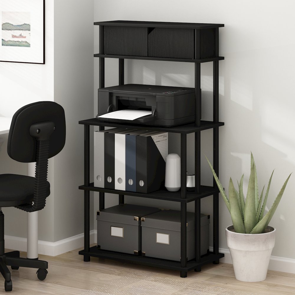 5-Tier Printer Stand with Storage Shelf and Closed Cabinet, Dark Americano. Picture 4