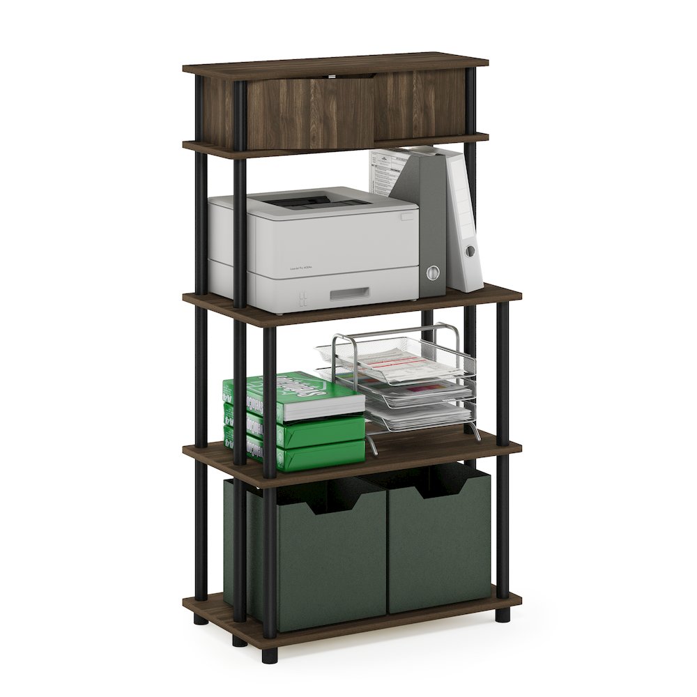 5-Tier Printer Stand with Storage Shelf and Closed Cabinet, Brown Walnut. Picture 3