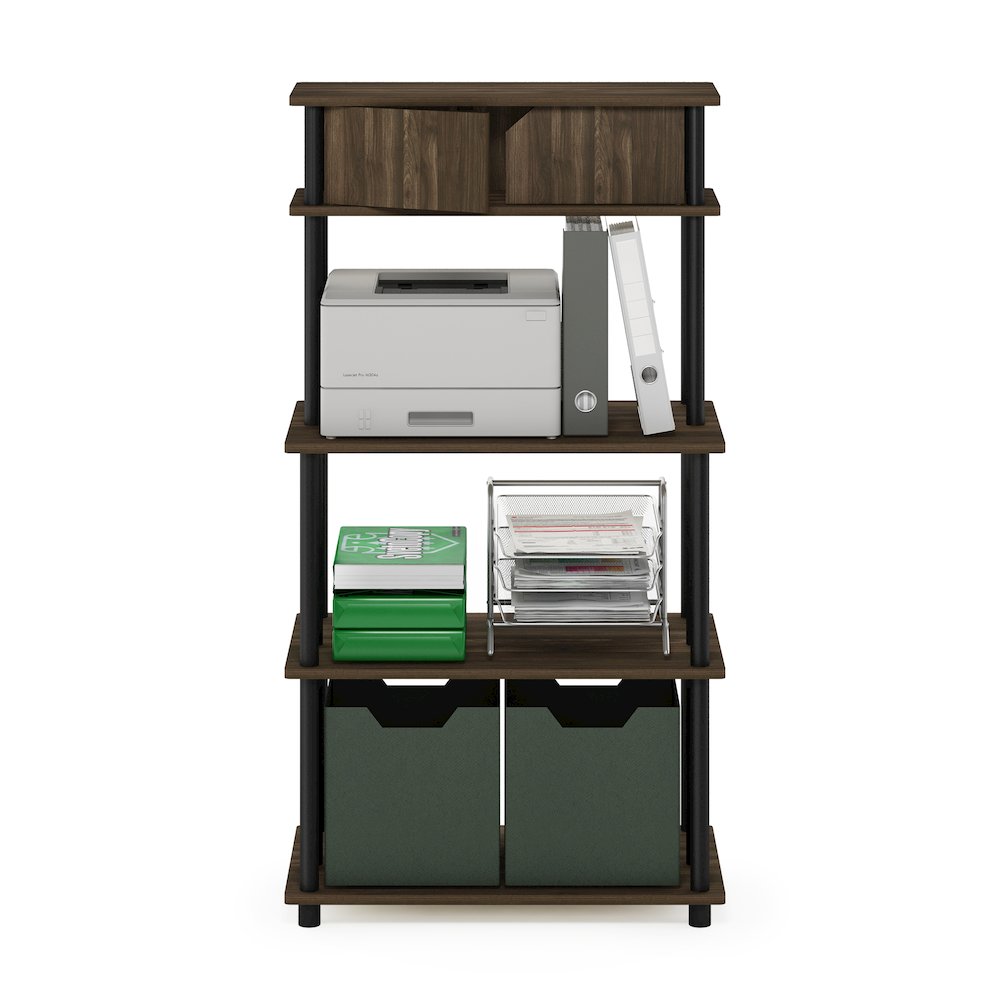5-Tier Printer Stand with Storage Shelf and Closed Cabinet, Brown Walnut. Picture 6