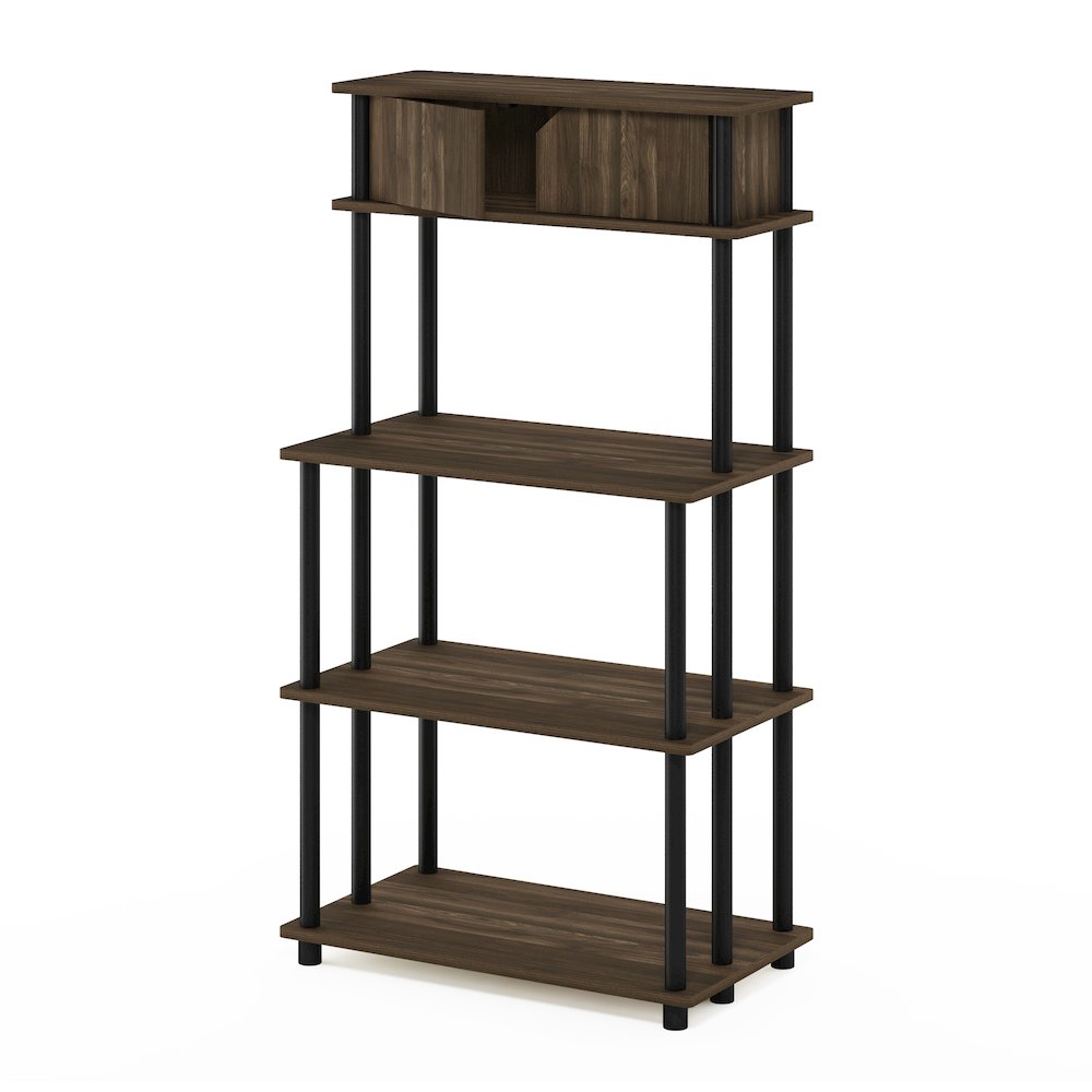 5-Tier Printer Stand with Storage Shelf and Closed Cabinet, Brown Walnut. Picture 2