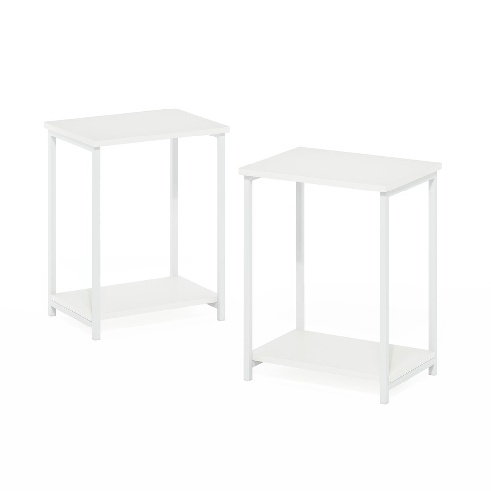 Simplistic Industrial Metal Frame End Table, 2-Pack, White/White. Picture 1