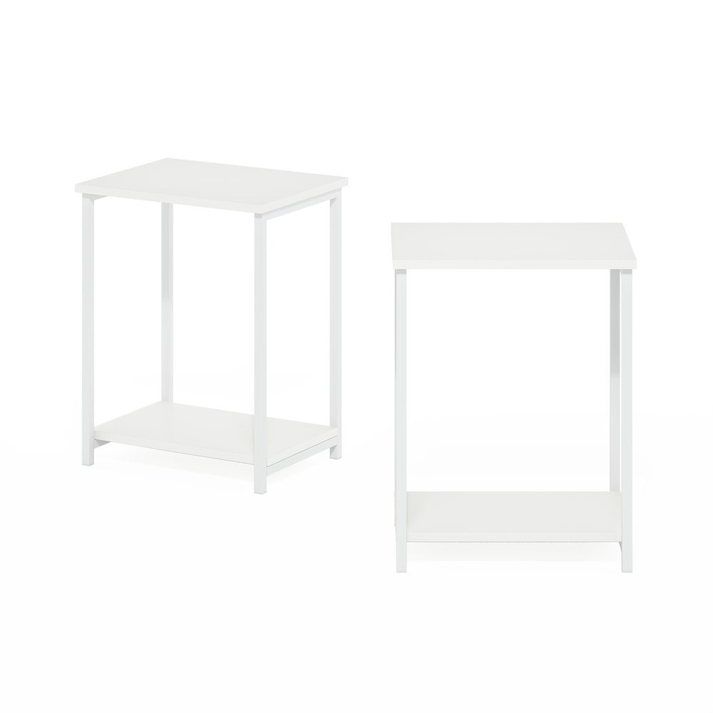 Simplistic Industrial Metal Frame End Table, 2-Pack, White/White. Picture 2