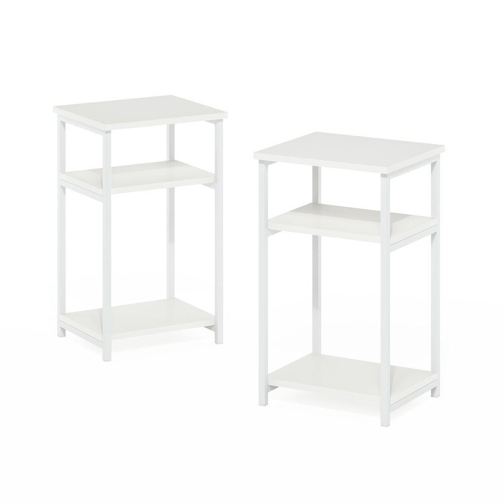 3-Tier Industrial Metal Frame End Table with Storage Shelves, 2-Pack. Picture 1