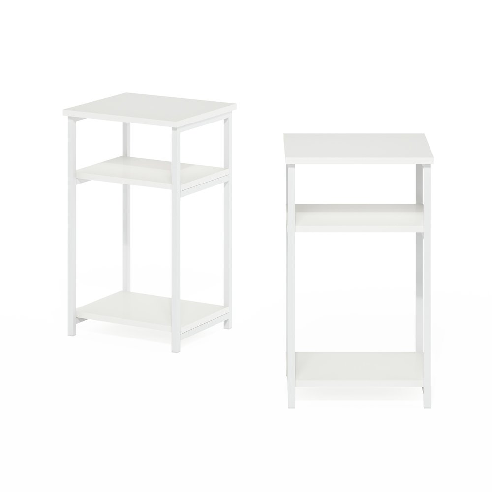 3-Tier Industrial Metal Frame End Table with Storage Shelves, 2-Pack. Picture 2