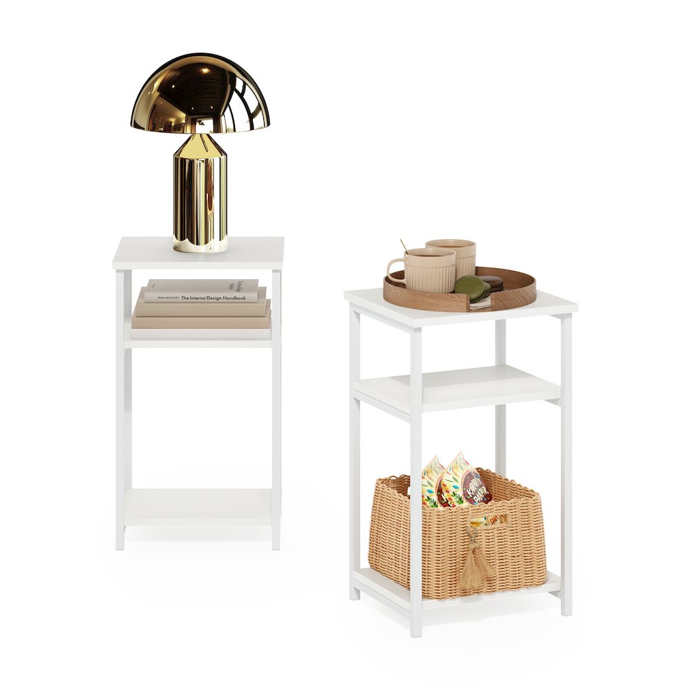 3-Tier Industrial Metal Frame End Table with Storage Shelves, 2-Pack. Picture 3