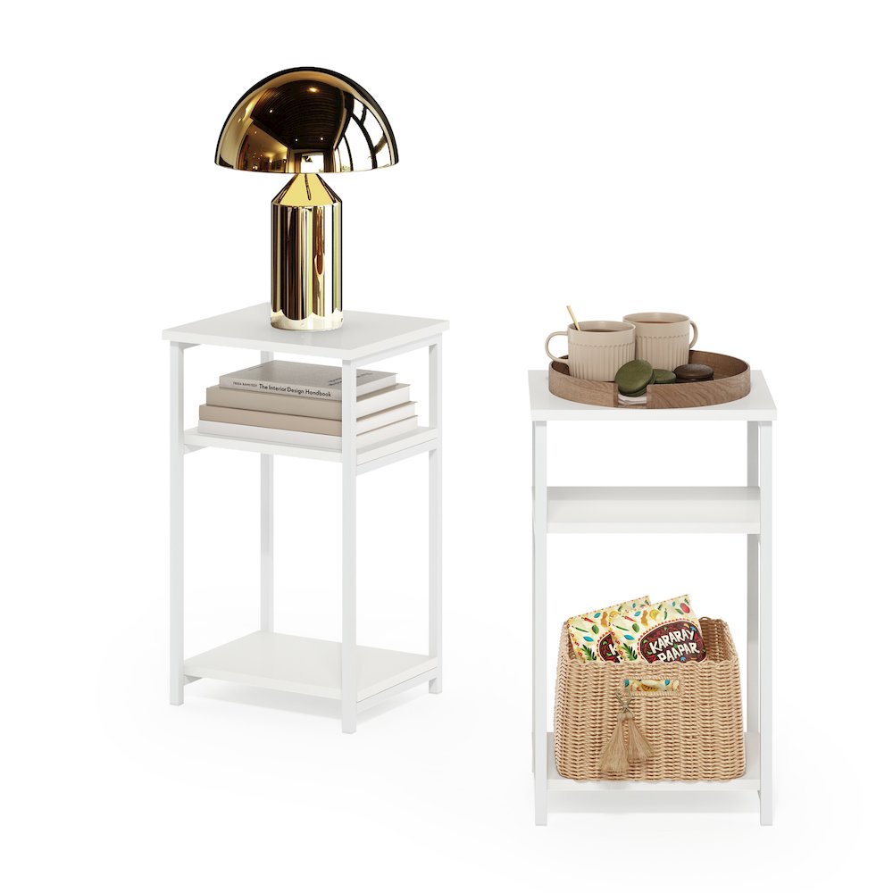 3-Tier Industrial Metal Frame End Table with Storage Shelves, 2-Pack. Picture 4
