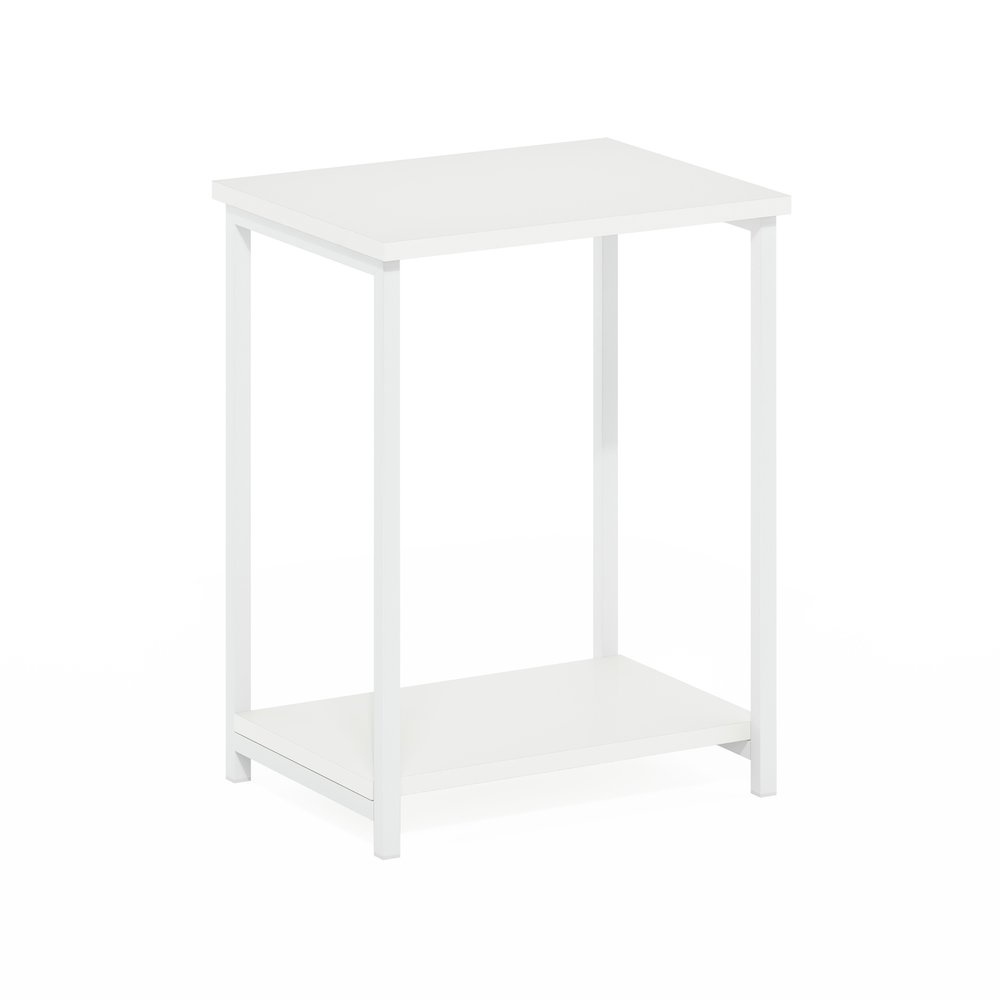 Simplistic Industrial Metal Frame End Table, 1-Pack, White/White. Picture 1