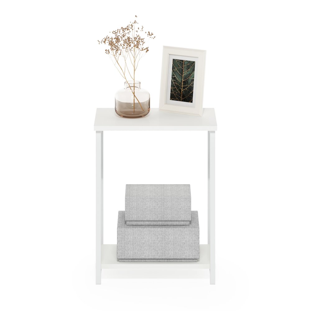 Simplistic Industrial Metal Frame End Table, 1-Pack, White/White. Picture 4