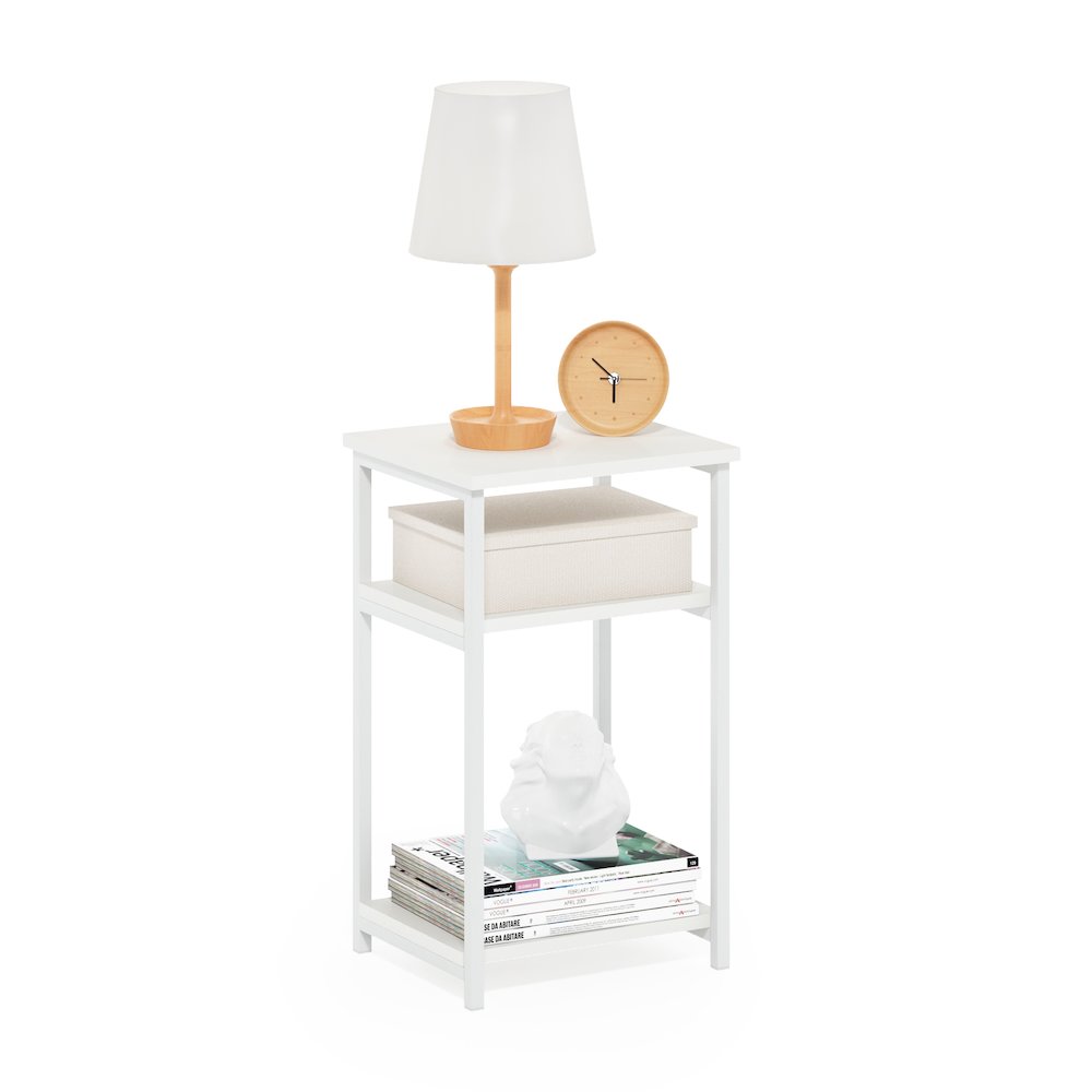 3-Tier Industrial Metal Frame End Table with Storage Shelves, 1-Pack. Picture 3