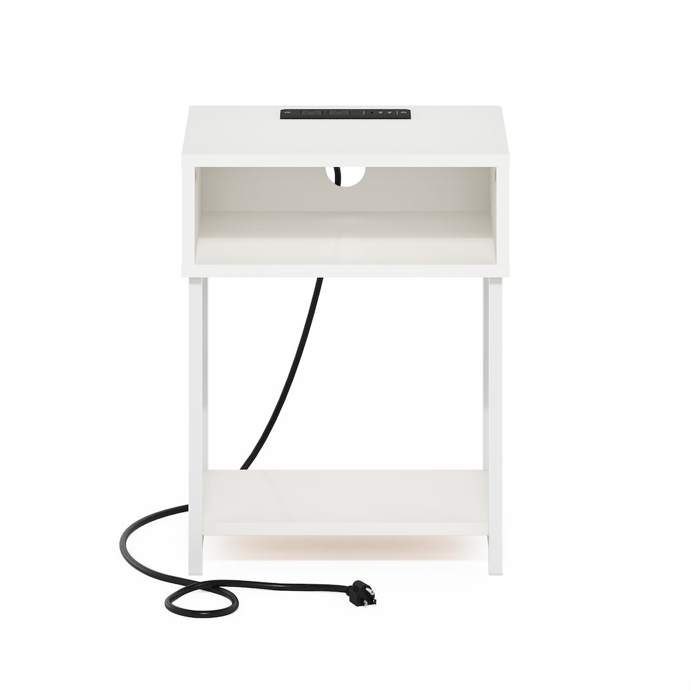Moretti USB and Type-C Charging Port Open Storage Side Table with Metal Frame. Picture 2