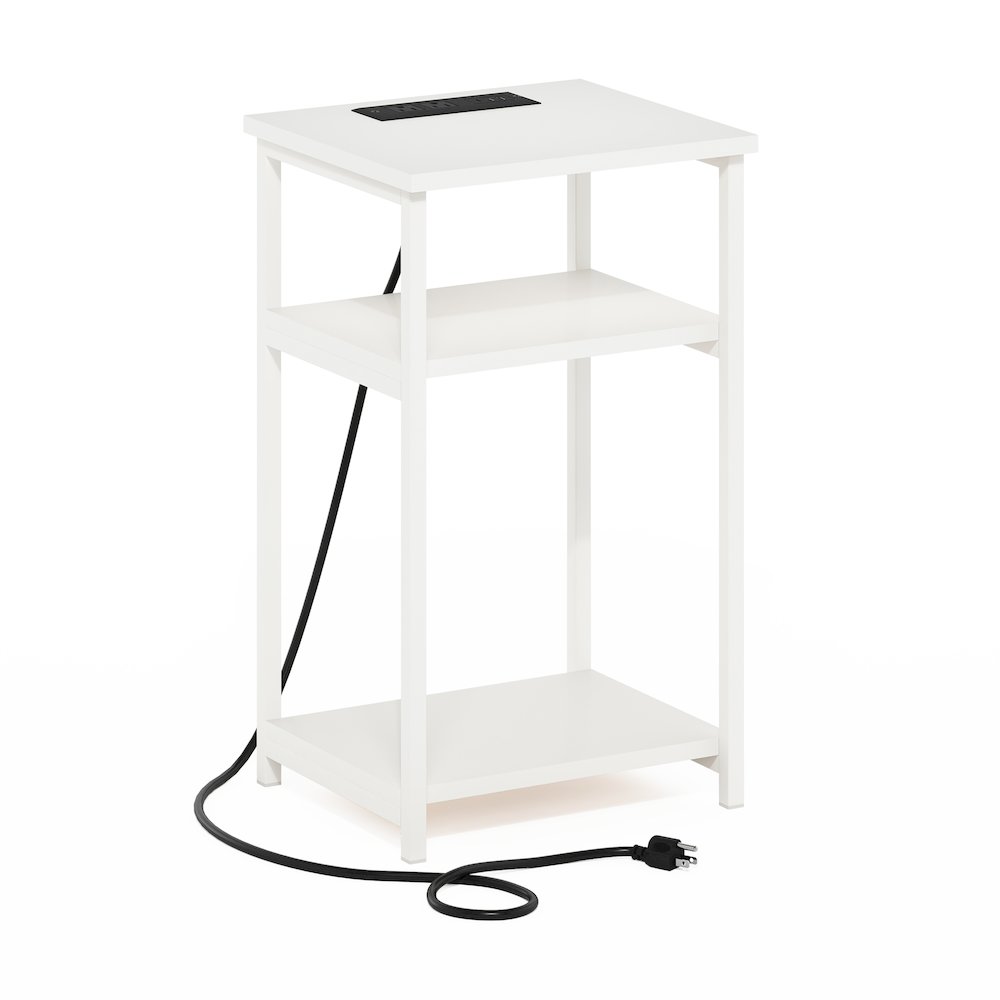 3-Tier USB and Type-C Charging Port Open Storage Side Table with Metal Frame. Picture 1