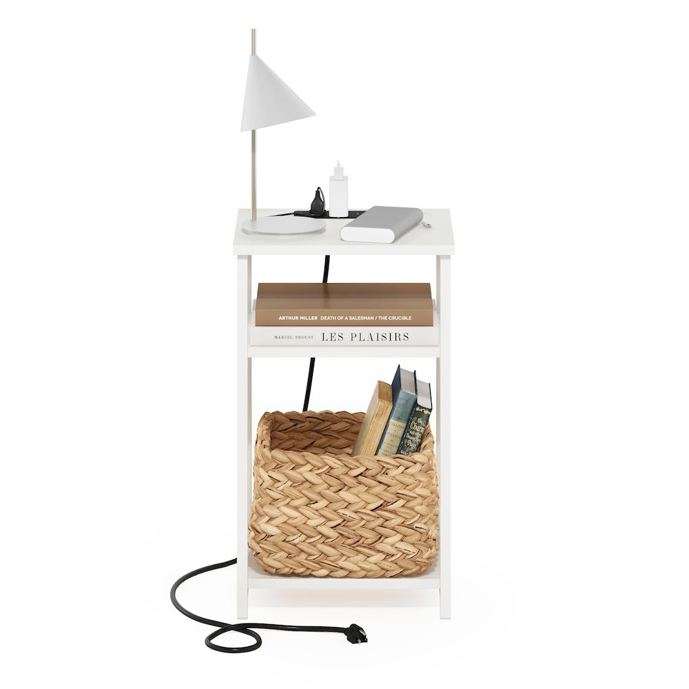 3-Tier USB and Type-C Charging Port Open Storage Side Table with Metal Frame. Picture 4