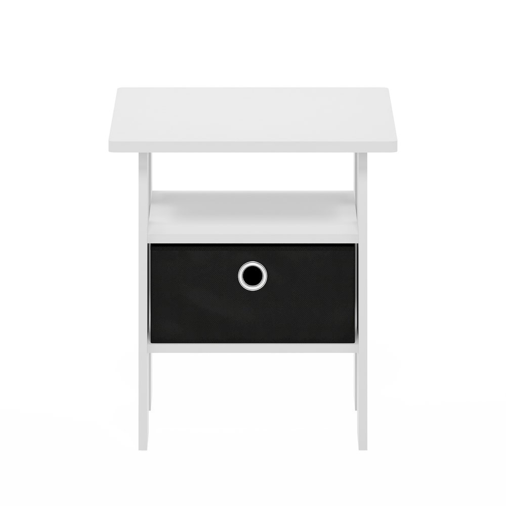 Andrey End Table Nightstand with Bin Drawer, White/Black. Picture 2