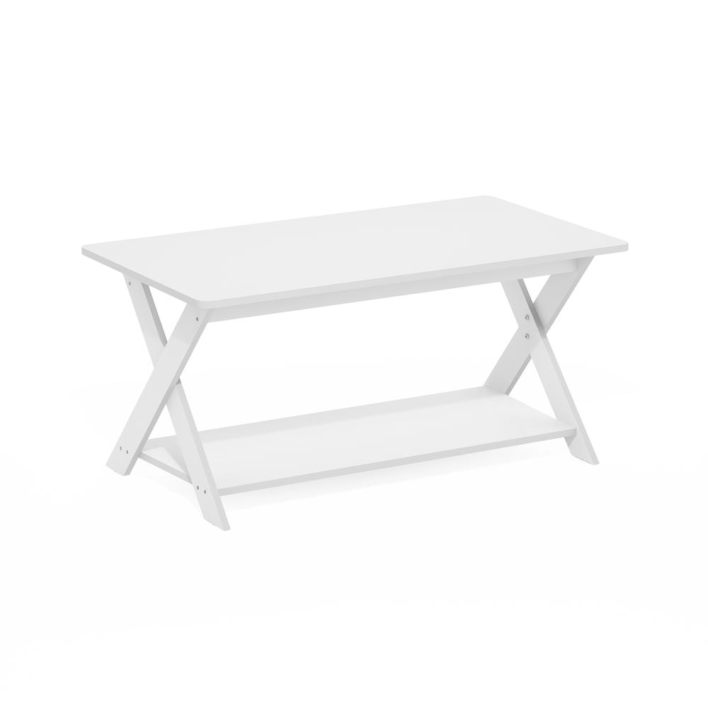 Modern Simplistic Criss-Crossed Coffee Table, White. Picture 1