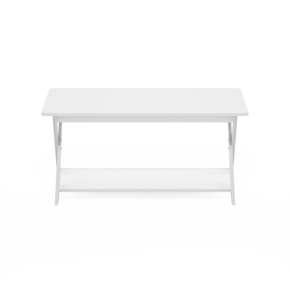 Modern Simplistic Criss-Crossed Coffee Table, White. Picture 2