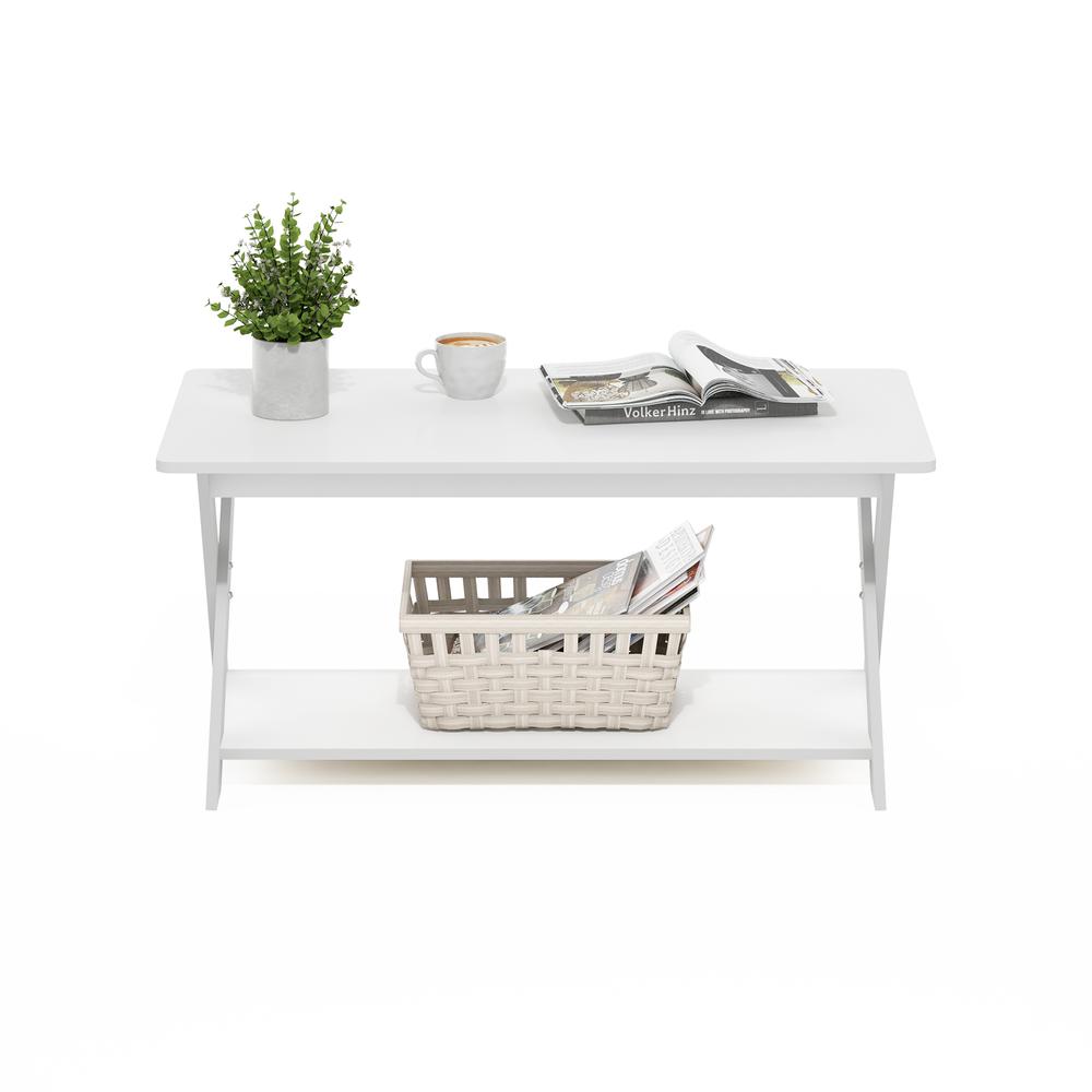Modern Simplistic Criss-Crossed Coffee Table, White. Picture 4