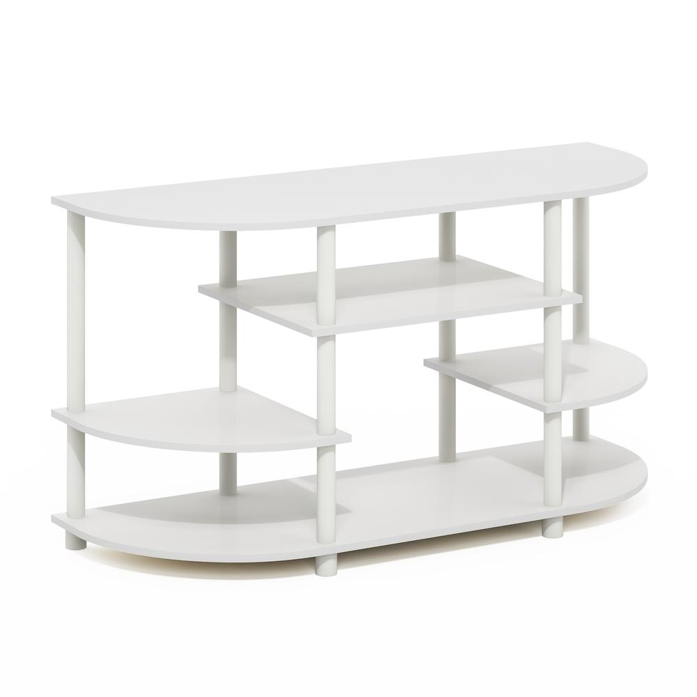 JAYA Simple Design Corner TV Stand, White/White. Picture 1