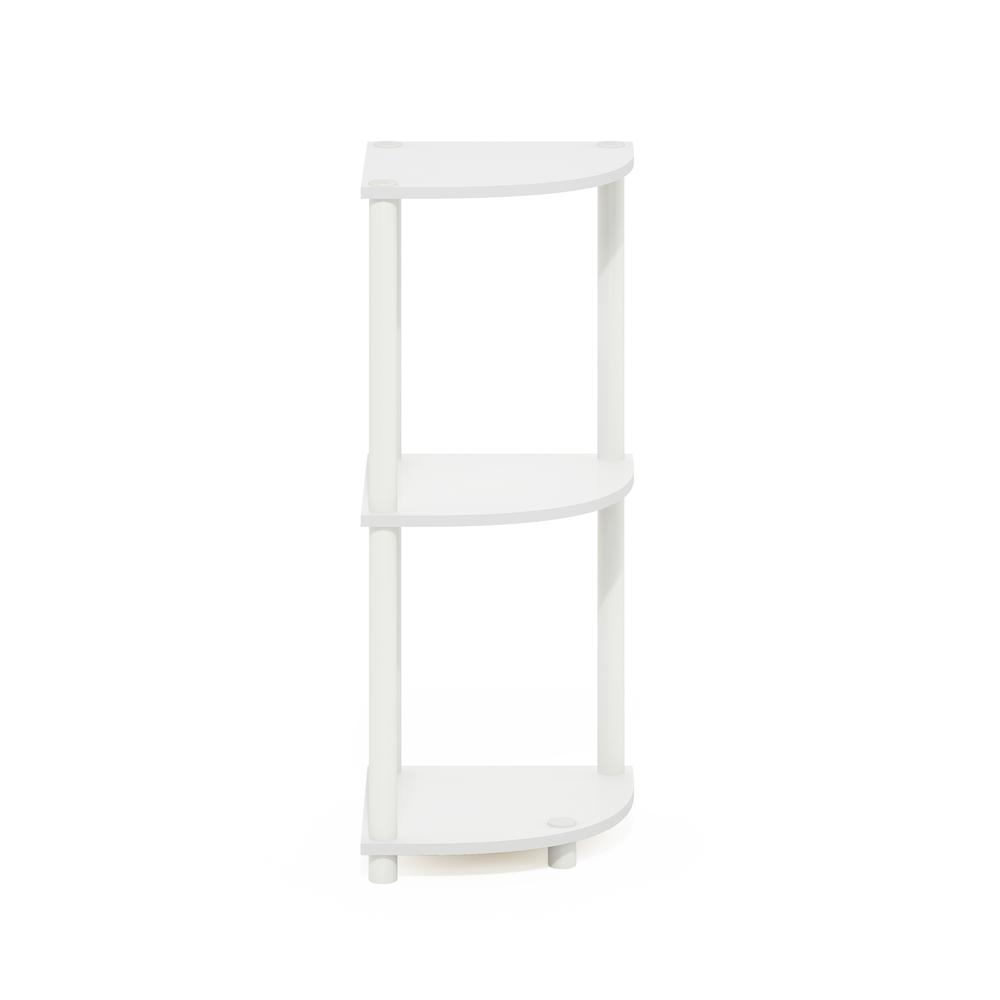 Turn-N-Tube 3-Tier Corner Display Rack Multipurpose Shelving Unit, White/White. Picture 2