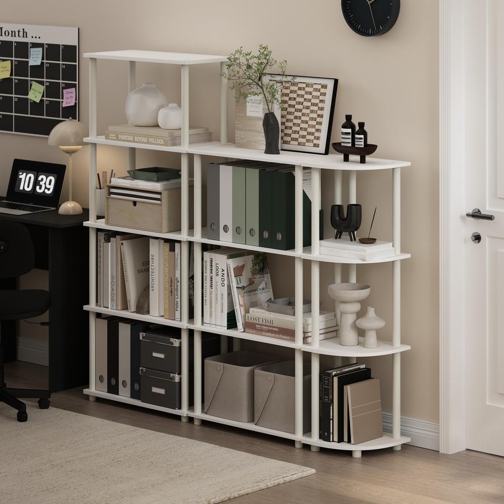 Turn-N-Tube 4-Tier Corner Display Rack Multipurpose Shelving Unit, White/White. Picture 5
