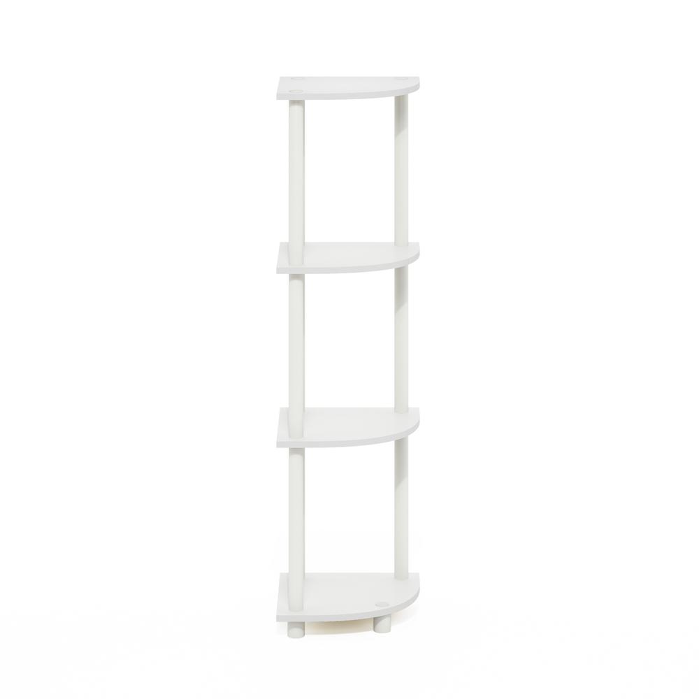 Turn-N-Tube 4-Tier Corner Display Rack Multipurpose Shelving Unit, White/White. Picture 2