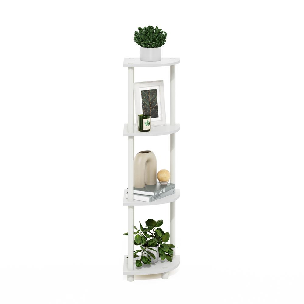Turn-N-Tube 4-Tier Corner Display Rack Multipurpose Shelving Unit, White/White. Picture 4