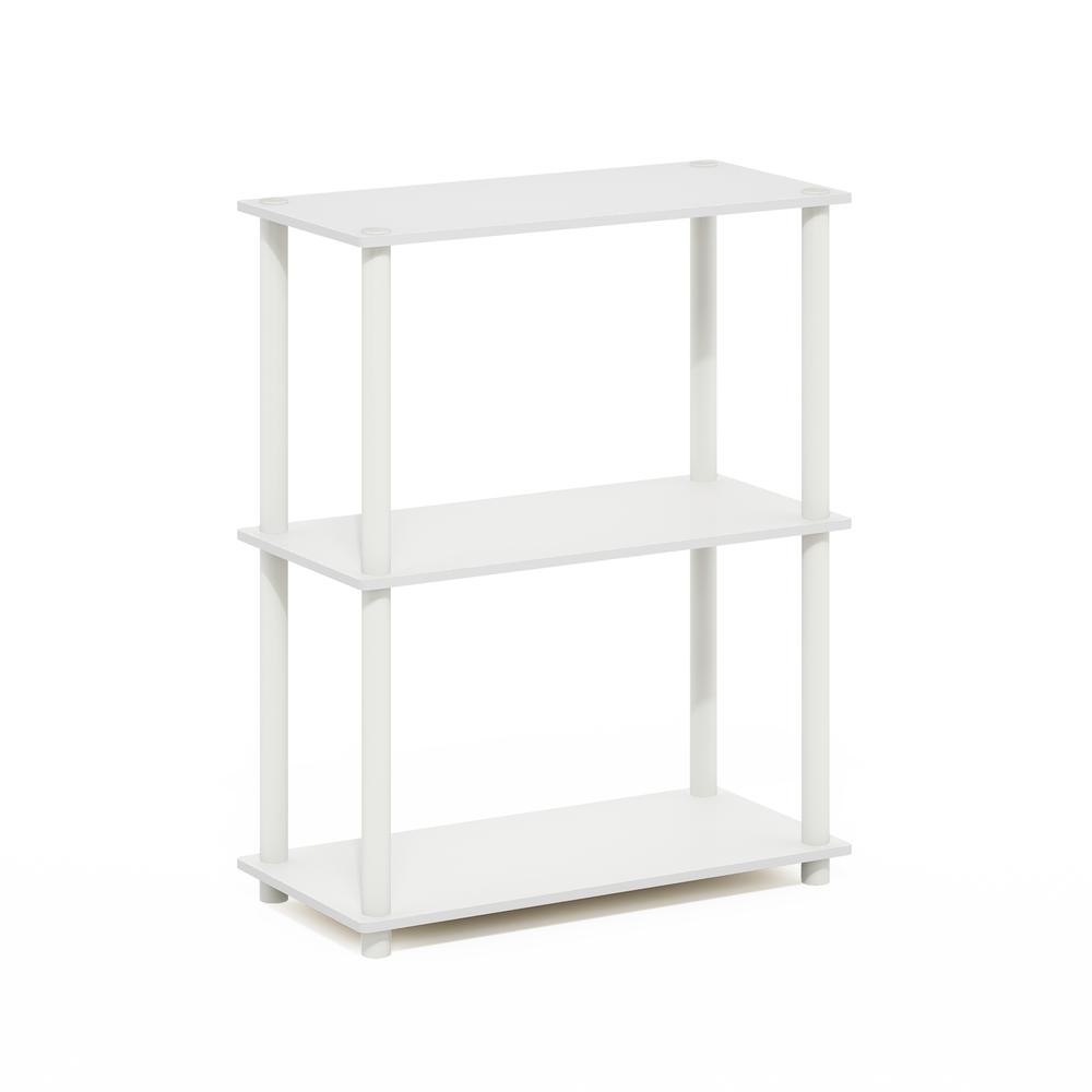 Turn-N-Tube 3-Tier Compact Multipurpose Shelf Display Rack, White/White. Picture 1