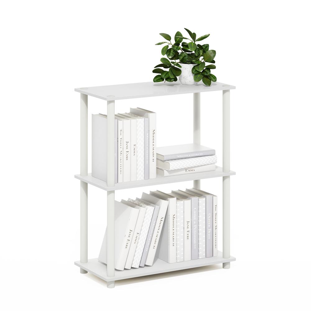 Turn-N-Tube 3-Tier Compact Multipurpose Shelf Display Rack, White/White. Picture 3