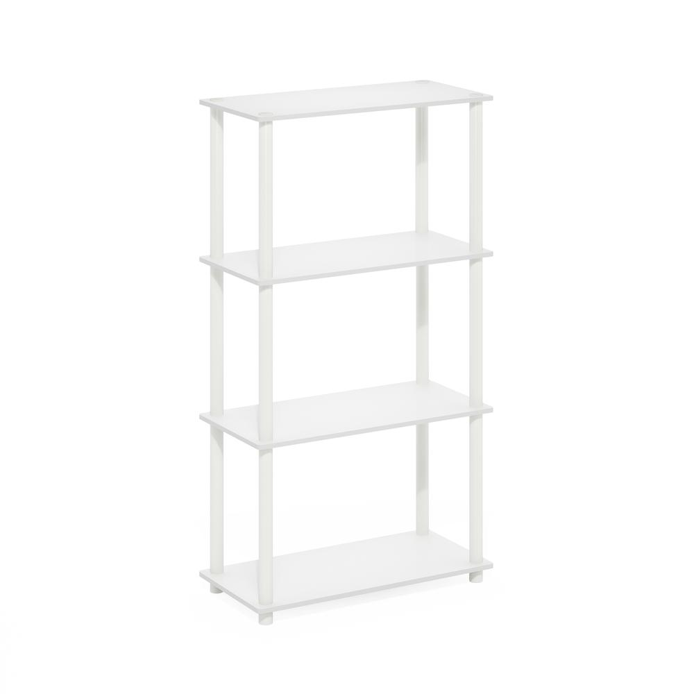 Turn-N-Tube 4-Tier Multipurpose Shelf Display Rack, White/White. Picture 1
