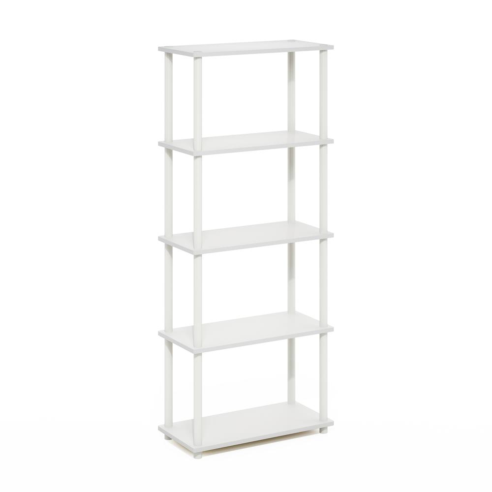 Turn-N-Tube 5-Tier Multipurpose Shelf Display Rack, White/White. Picture 1
