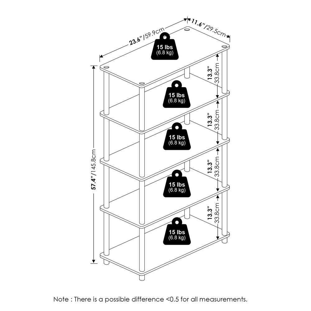 Turn-N-Tube 5-Tier Multipurpose Shelf Display Rack, White/White. Picture 6