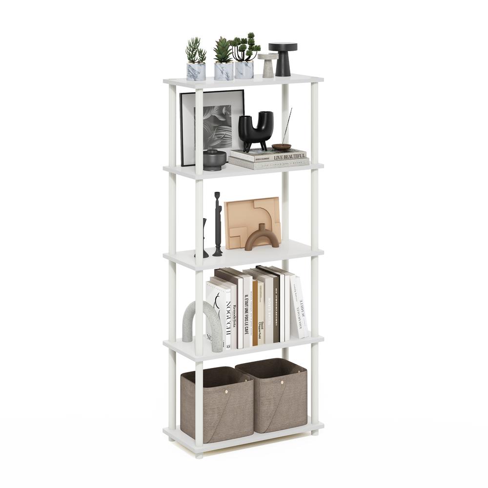 Turn-N-Tube 5-Tier Multipurpose Shelf Display Rack, White/White. Picture 3