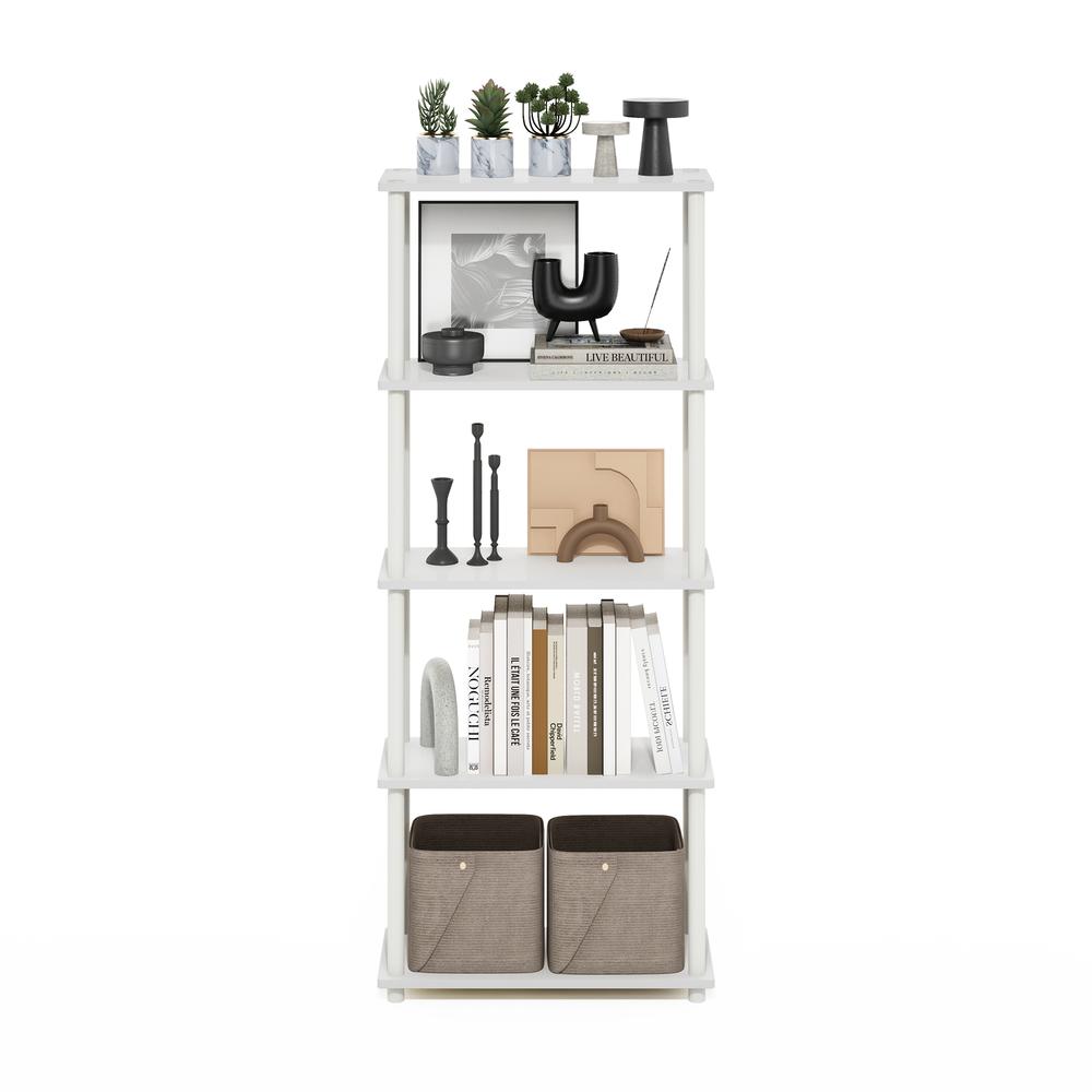 Turn-N-Tube 5-Tier Multipurpose Shelf Display Rack, White/White. Picture 4