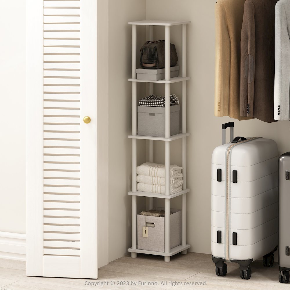 Turn-N-Tube 5-Tier Corner Square Rack Display Shelf, White/White. Picture 5