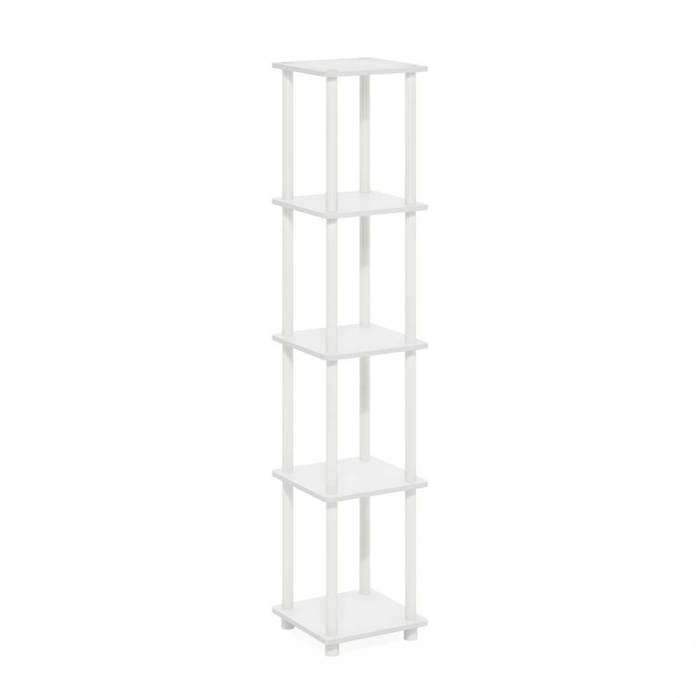 Turn-N-Tube 5-Tier Corner Square Rack Display Shelf, White/White. Picture 1