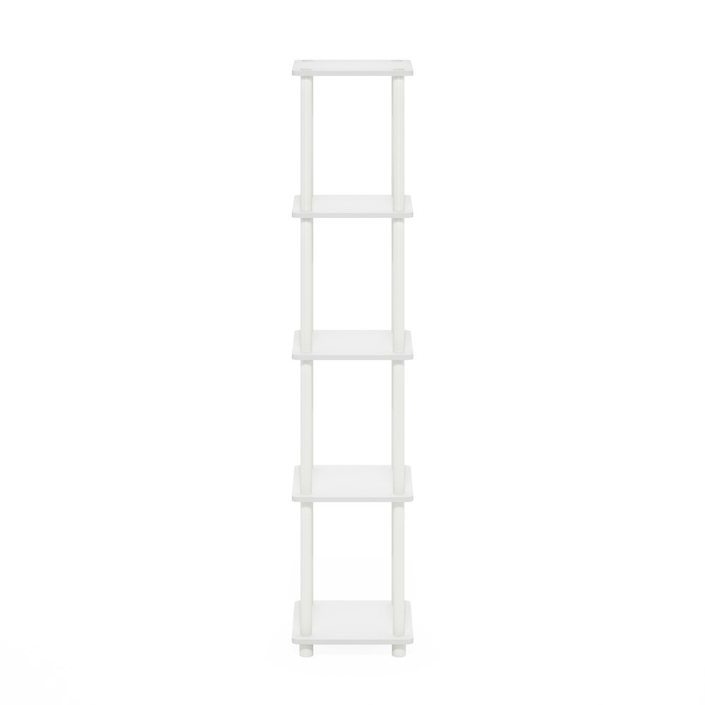 Turn-N-Tube 5-Tier Corner Square Rack Display Shelf, White/White. Picture 2