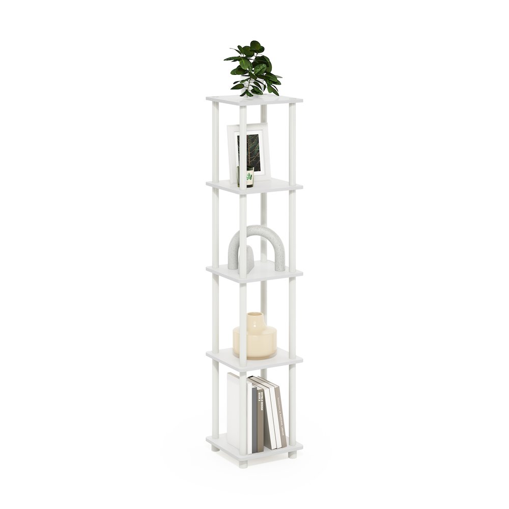 Turn-N-Tube 5-Tier Corner Square Rack Display Shelf, White/White. Picture 3