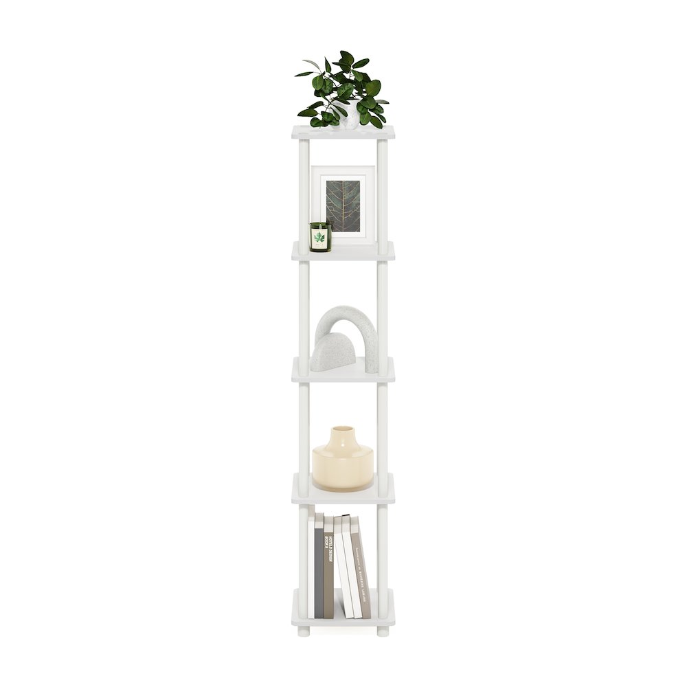 Turn-N-Tube 5-Tier Corner Square Rack Display Shelf, White/White. Picture 4