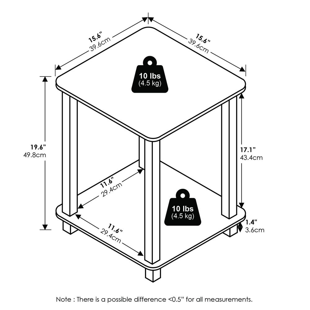 Simplistic End Table, Set of Two, White/White. Picture 6