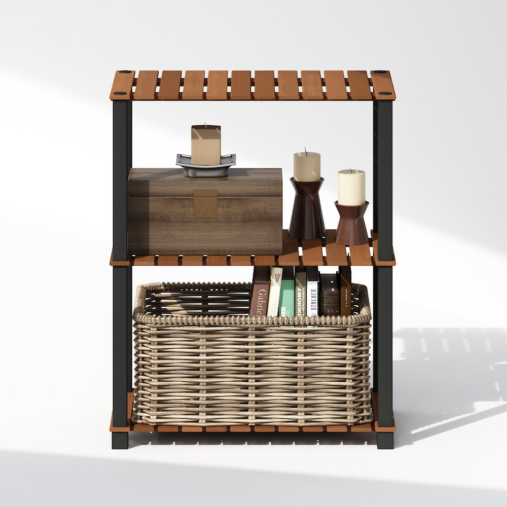 Turn-N-Tube 3-Tier Wood Slat Multipurpose Shelf Display Rack with Square Poles. Picture 5