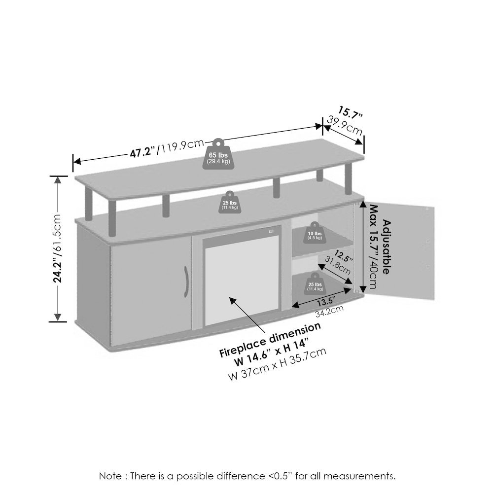 Electric Fireplace TV Stand, Entertainment Center for TV up to 55 Inch. Picture 7