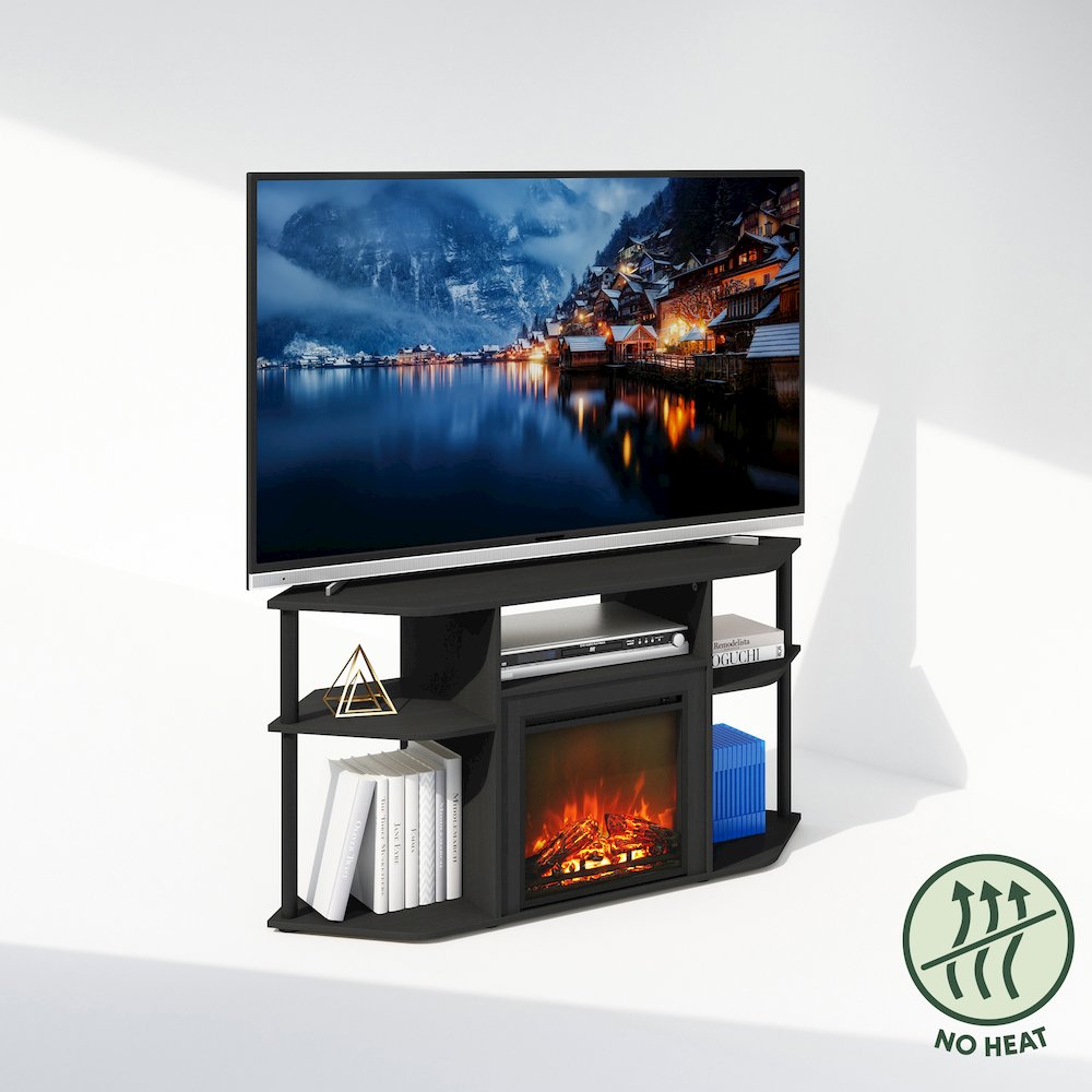 No Heat Fireplace TV Stand for TV up to 55 Inch,  Open Storage, Dark Americano. Picture 3