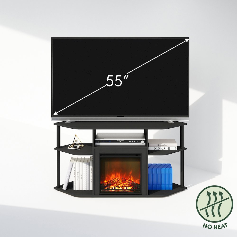 No Heat Fireplace TV Stand for TV up to 55 Inch,  Open Storage, Dark Americano. Picture 8