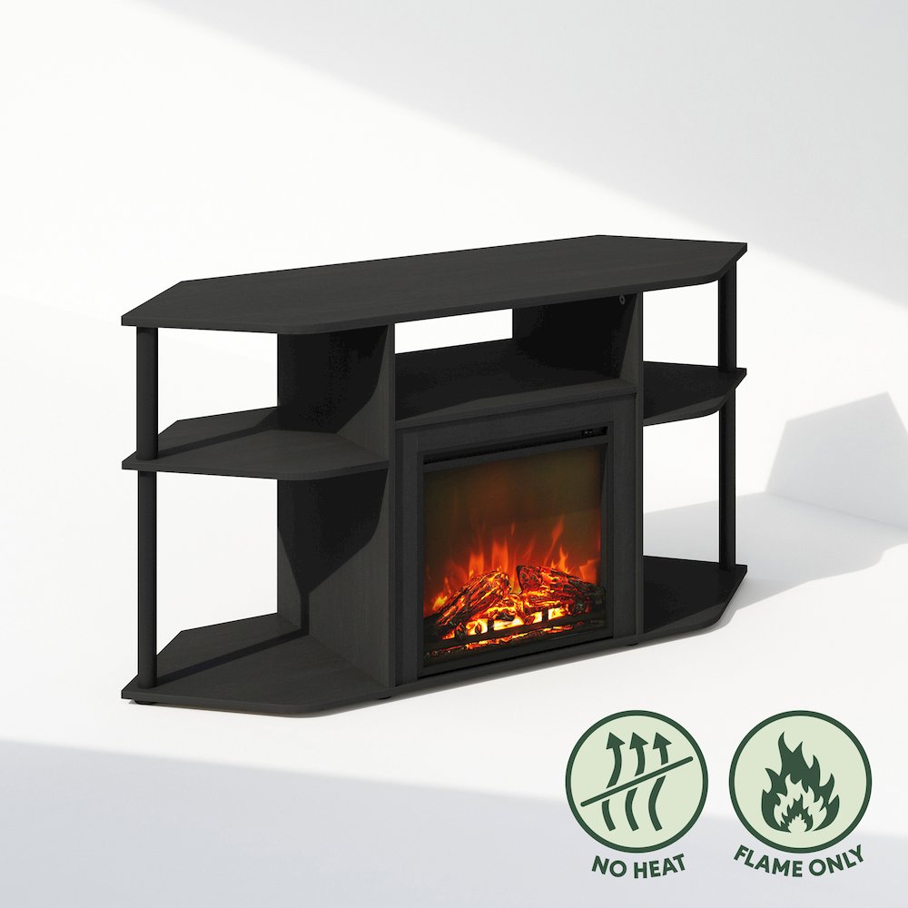 No Heat Fireplace TV Stand for TV up to 55 Inch,  Open Storage, Dark Americano. Picture 9