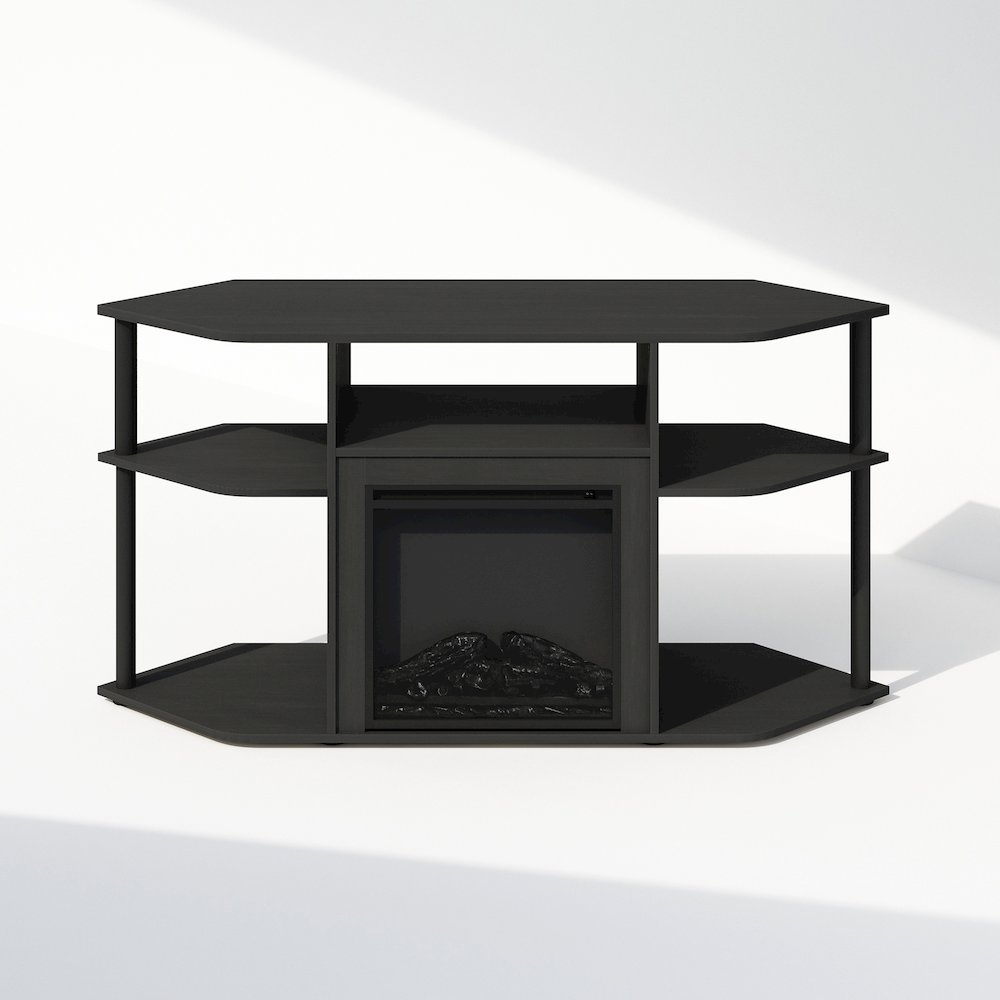 No Heat Fireplace TV Stand for TV up to 55 Inch,  Open Storage, Dark Americano. Picture 2