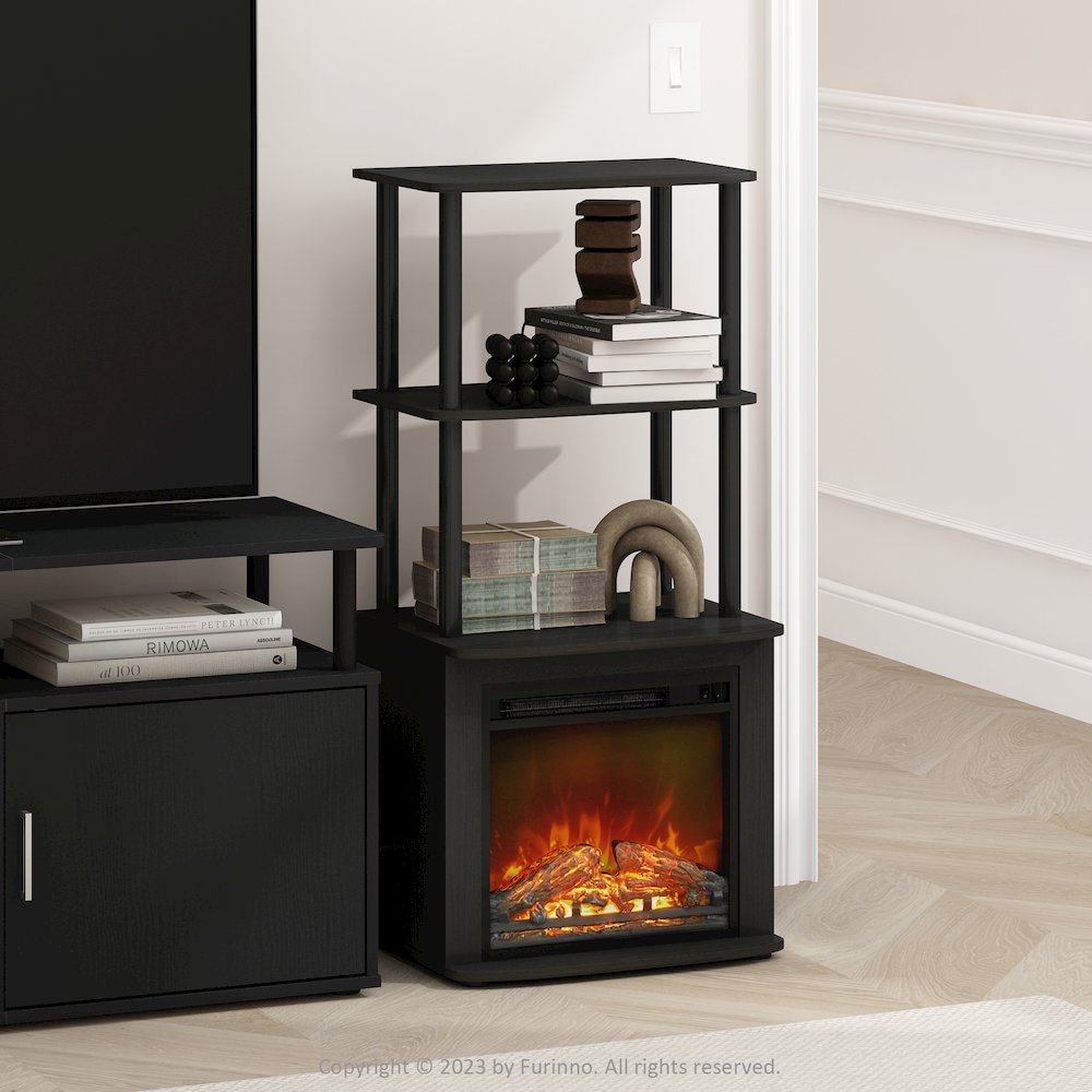 2-Tier Tall Side Table Display Rack with No Heat Decorative Electric Fireplace. Picture 5